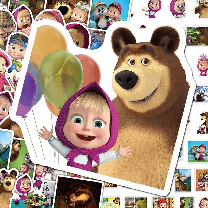 Masha e o urso Graffiti adesivos ins estilo animação dos desenhos animados adesivos crianças adesivos bonito manual de c