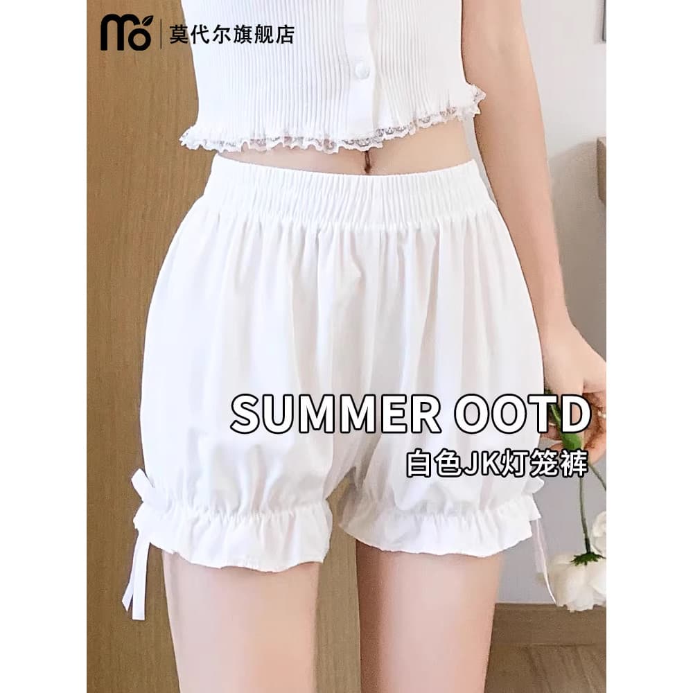 Branco jk Bloomers verão 2025 novo estilo feminino Anti-reflexo abóbora Shorts pode usar fora de fundo calças de seguran