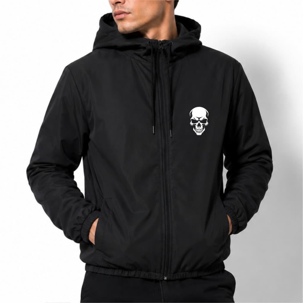 Jaqueta Corta Vento Masculina ELITE 05  Com Capuz Forrado, Bolso e Zíper tactel Com Elastano - Academia Corrida Esportes