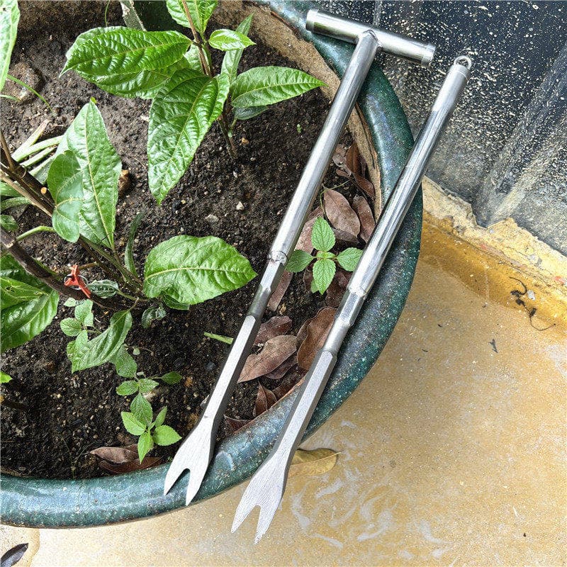 Liushun garfo de dois dentes pequena pá ferramentas de jardinagem plantio de flores escavação plantio de vegetais domést