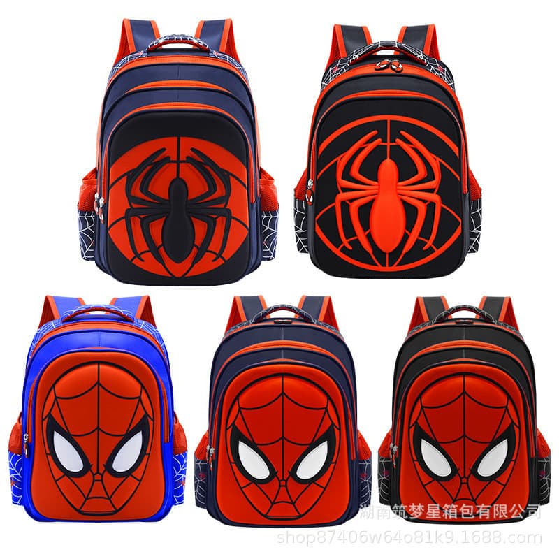 Novo estilo aranha dos desenhos animados crianças mochila jardim de infância estudantes do ensino fundamental mochila re