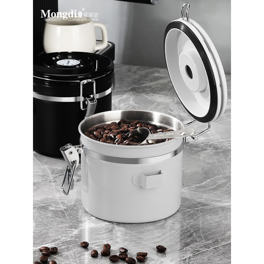 Mongdio tanque de armazenamento de grãos de café, exaustão unidirecional, tanque selado em pó de café, tanque de armazen
