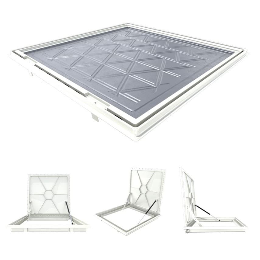 Tampa Piscina Casa Máquina 50x50 Articulada Rebaixada Branca