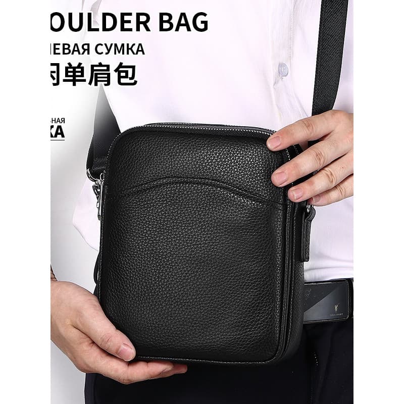 Verão novo estilo bolsa de ombro masculina Cross-body saco de grande capacidade primeira camada de couro pequena mochila