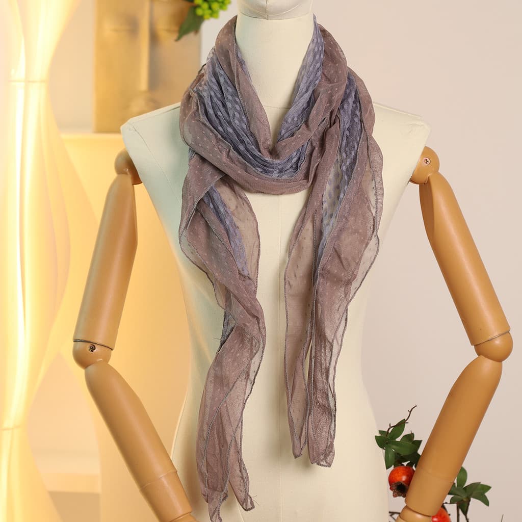 Estilo coreano antigo início cinza azul bolinhas lenço de renda lenço de seda ins Blogger mesmo estilo Retro y2k Millenn