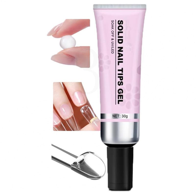 MagicSolidNail Conjunto de Gel para Unhas 3 em 1, conjunto de gel sólido para unhas com lâmpada UV, cola forte para