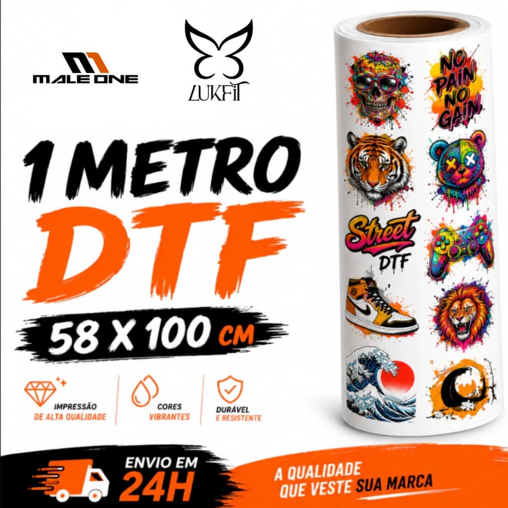 DTF ESTAMPA | 1 Metro DTF 58x100cm | Impressão DTF Alta Definição | Pronto para Estampar | Envio