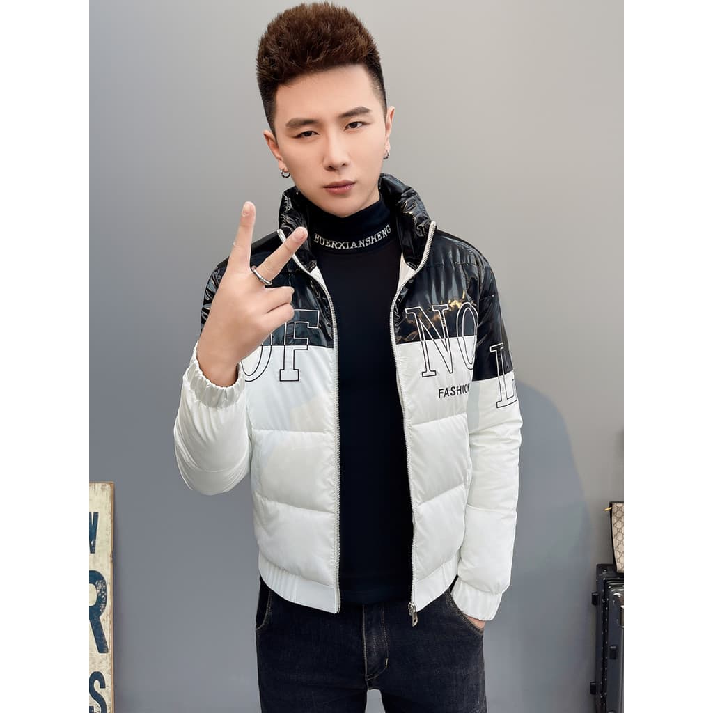 Ruffian bonito acolchoado jaqueta masculina inverno brilhante jaqueta descartável engrossado fino ajuste para baixo jaqu