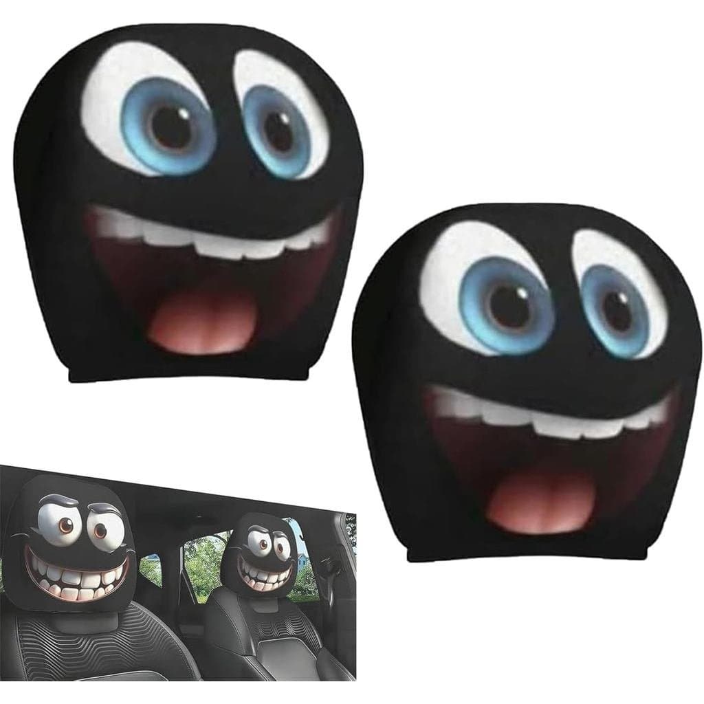 Capas Divertidas para Apoios de Cabeça de Carro com Estampa de Desenho Animado, Capas Protetoras para Apoios de Cabeça d