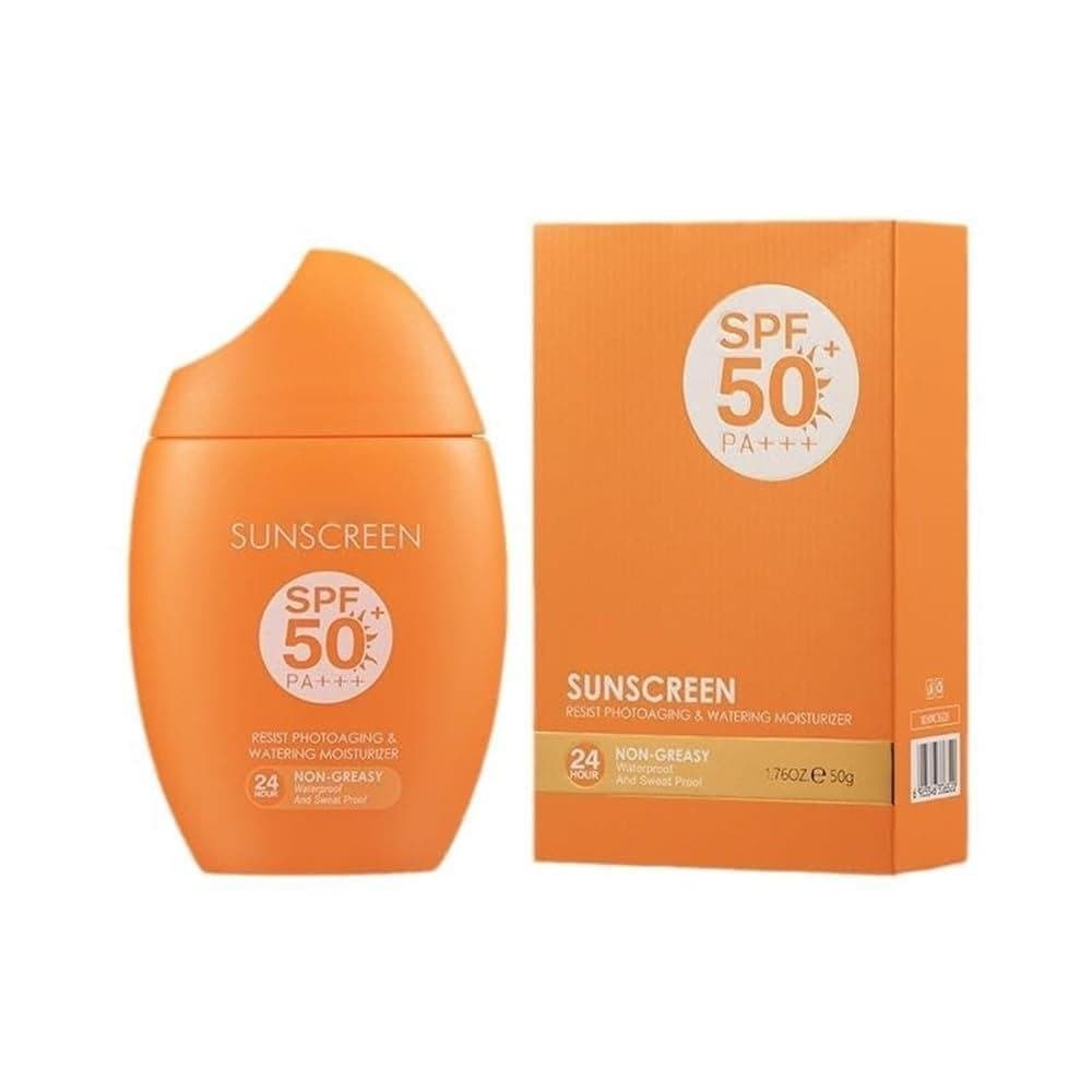 Protetor Solar de Amplo Espectro SPF 50 para Mulheres, Creme Protetor Solar Leve para Viagens para Todos os Tipos de Pel