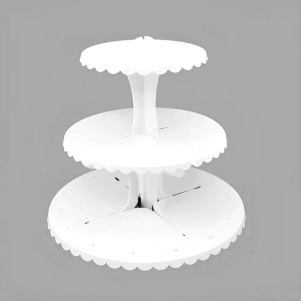 Suporte Para Doces e Cupcakes 3 Andares Mesa Posta Festa Durável Luxo Branco