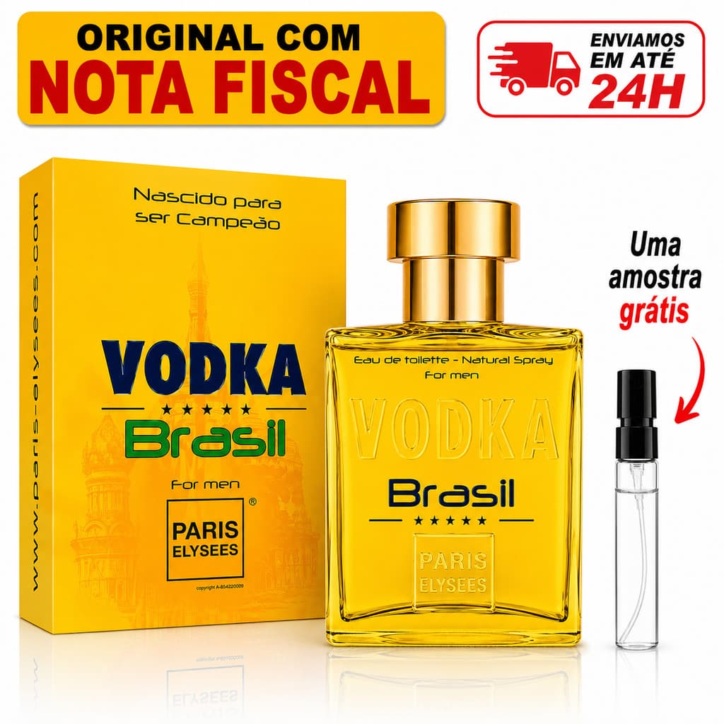 Perfume Paris Elysees Vodka Brasil Amarelo 100ML + 1 Amostra Original