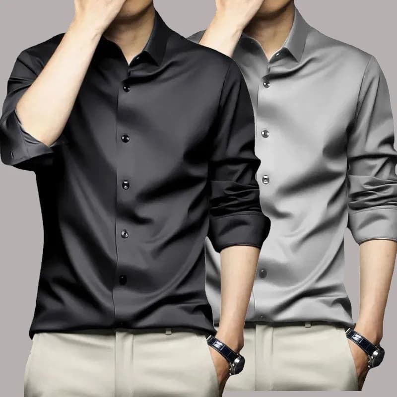 Camisa Masculina S-5XL de Manga Longa, Sem Necessidade de Passar, Resistente a Rugas, para Negócios, Vestido Profissiona