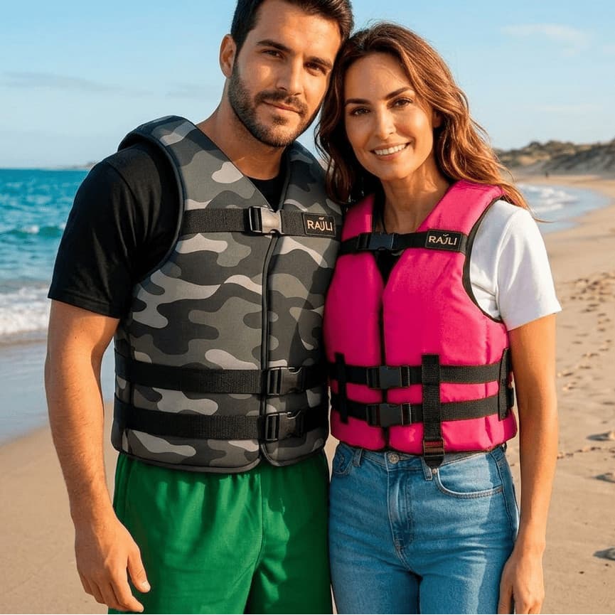 Kit 2x Coletes Salva Vidas 120 kg - Camuflado Cinza e Rosa