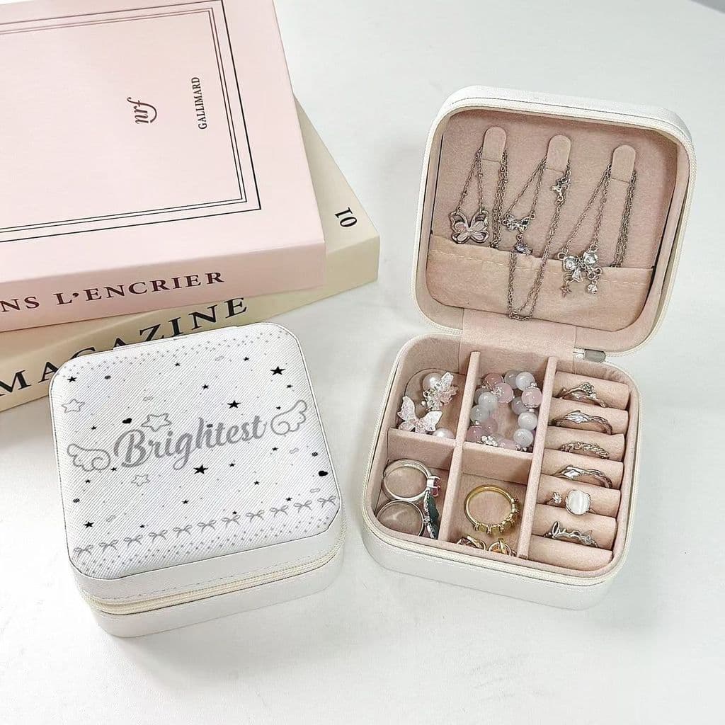 Caixa de Joias Dreamy Star Wing, Caixa Simples para Armazenamento de Brincos e Colares, Organizador de Mesa para Dormitó