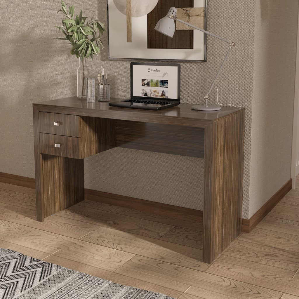 Mesa Escrivaninha Office com 2 Gavetas 117x74cm ME4123 Nogal