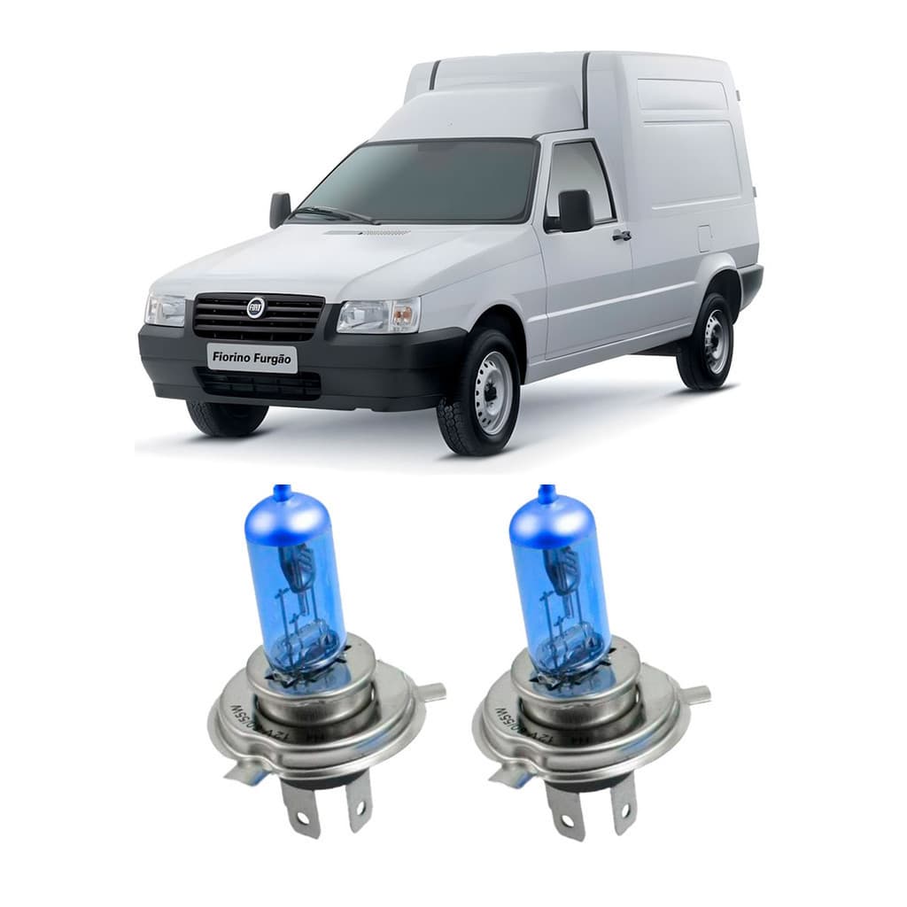 Par de Lâmpadas Super Branca Farol para Fiat Fiorino 1990 até 2013 8500k H4