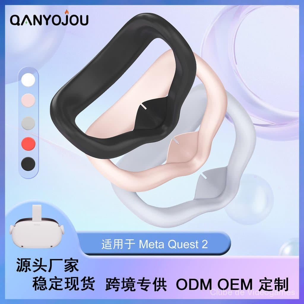 Adequado para a máscara facial de silicone do Oculus Quest 2, almofada bloqueadora de luz, acessório de VR, à prova de p