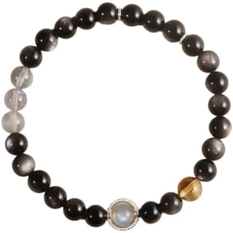Para Mulheres E Homens Pulseiras De Obsidiana Natural De Prata Amizade Masculinas