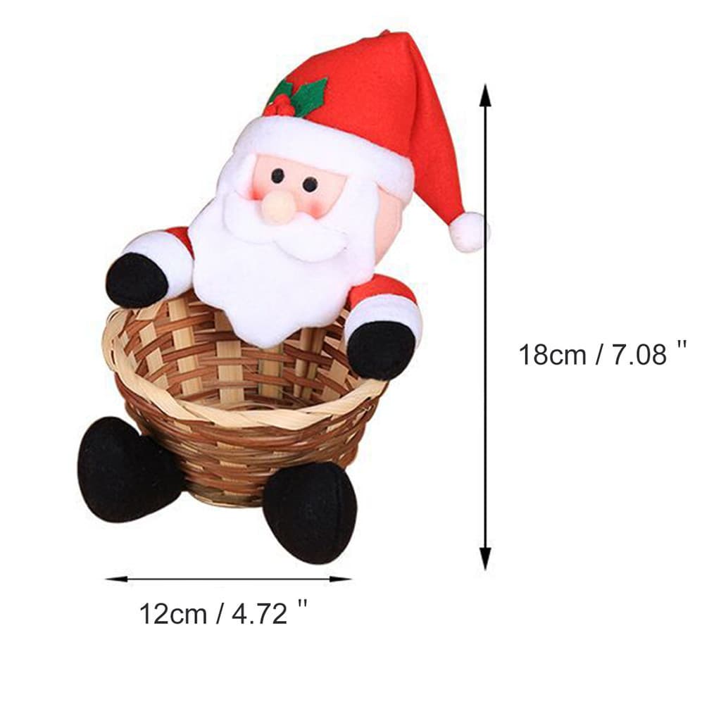 Cesta de Bambu para Doces de Natal, Suporte de Decoração de Mesa, Boneco de Gengibre, Pinguim, Cervo, Boneco de Neve, Pa