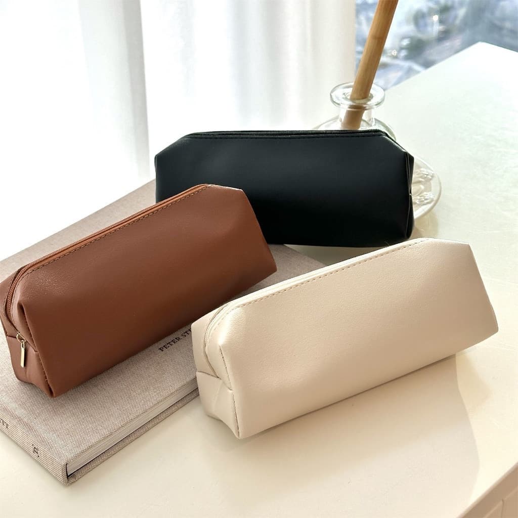 Kit 10 peças Bolsa Estojo Cosmética De Material Couro Grande Espaço
