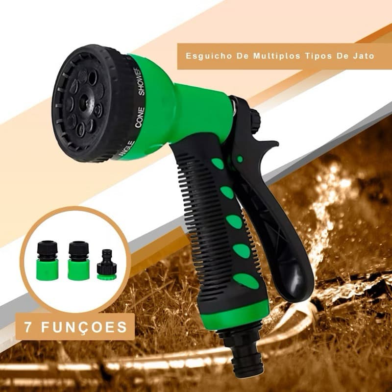 Esguicho Para Mangueira Jardim Flexível Pistola 7 Jatos Bico Com Acessórios