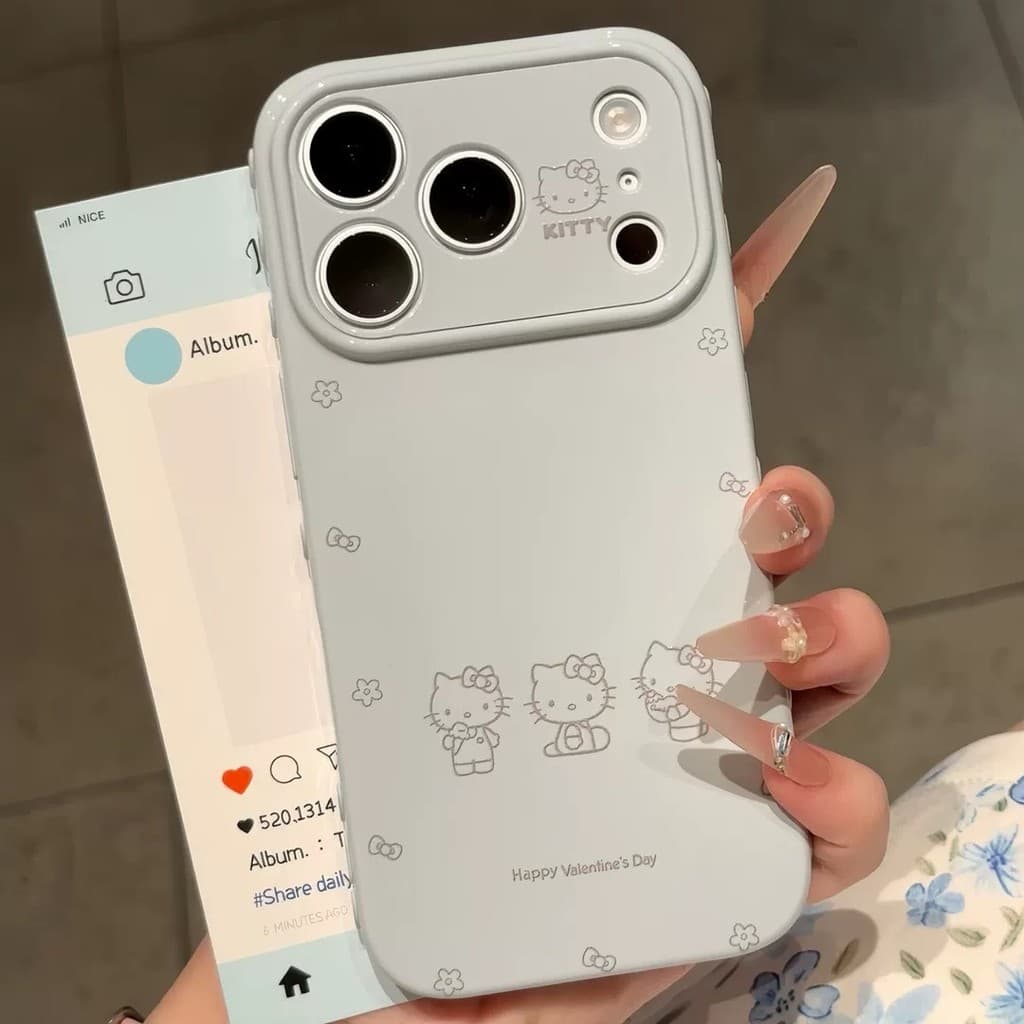 Happy KT Cat Adequado para Apple iPhone17 Capa de telefone Apple 16pr Cartoon Cute Capa protetora resistente a choques