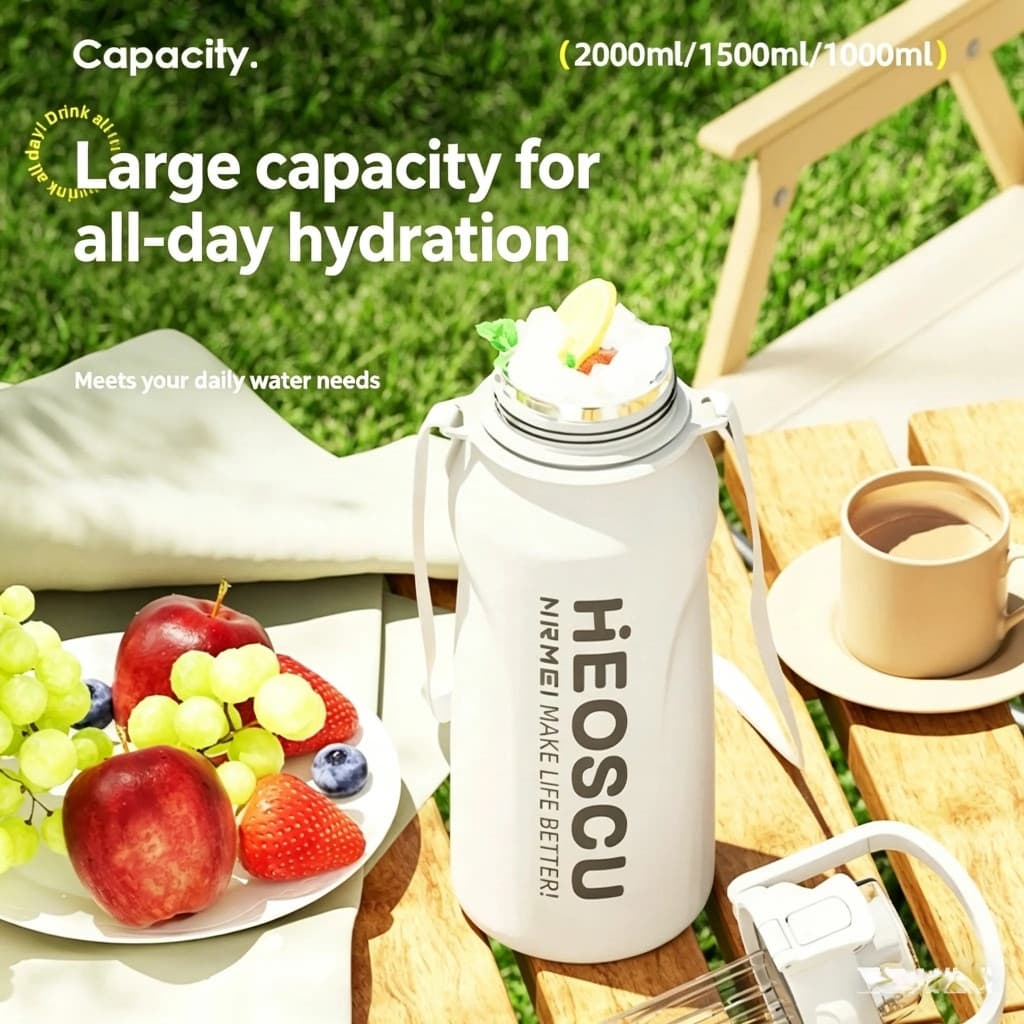 NRMEI 1L/1.5L/2L Copo refrigerador de isolamento à prova de vazamento selado de aço inoxidável 316 de grande capacidade,