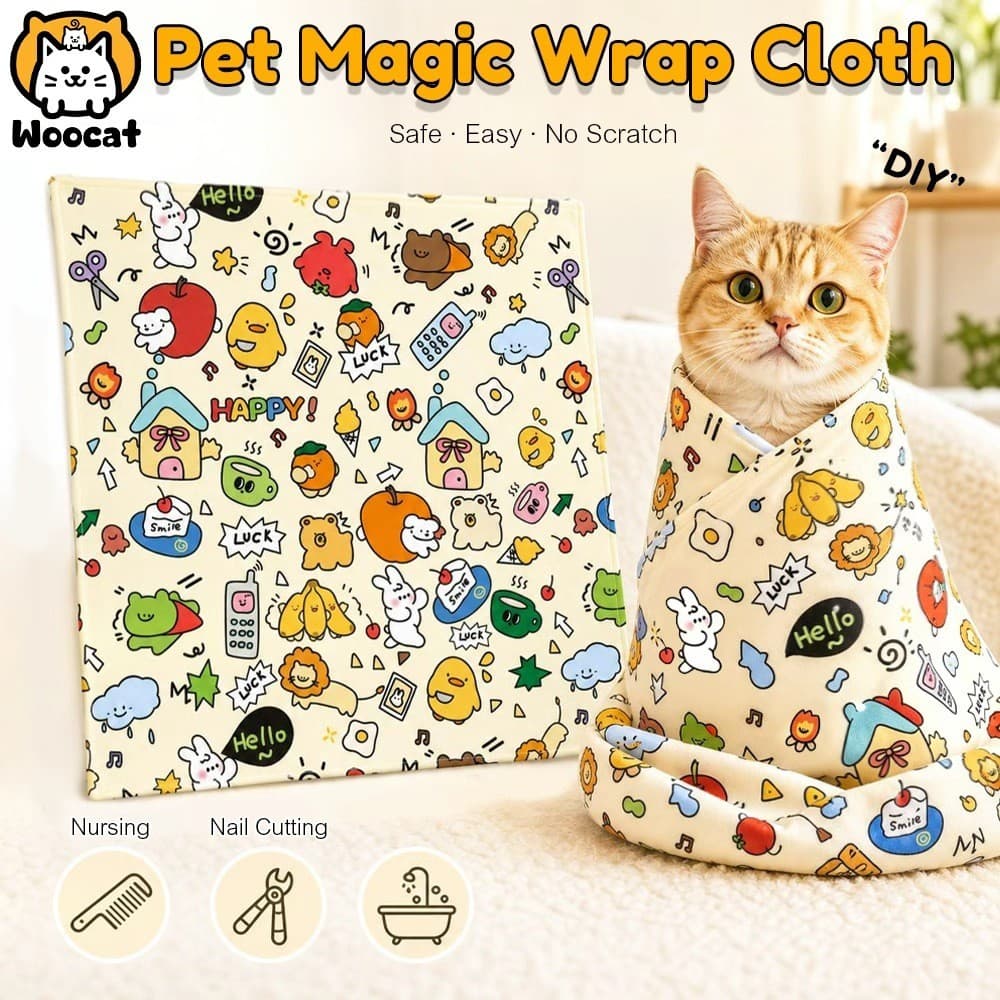 Pano Envoltório Para Animais De Estimação Gato Burrito Anti Fuga Ajustável De Contenção De Corte De Unhas