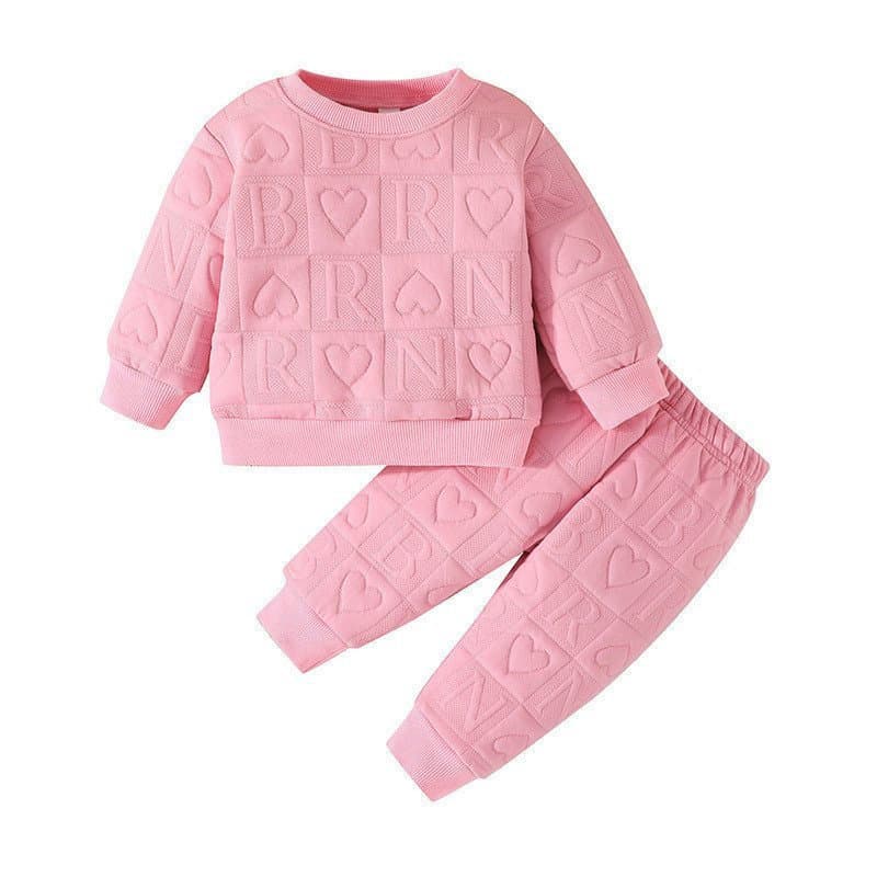 3-24 Meses De Roupa Infantil Terno Monocromático De Manga Comprida Letra Camiseta E Calça