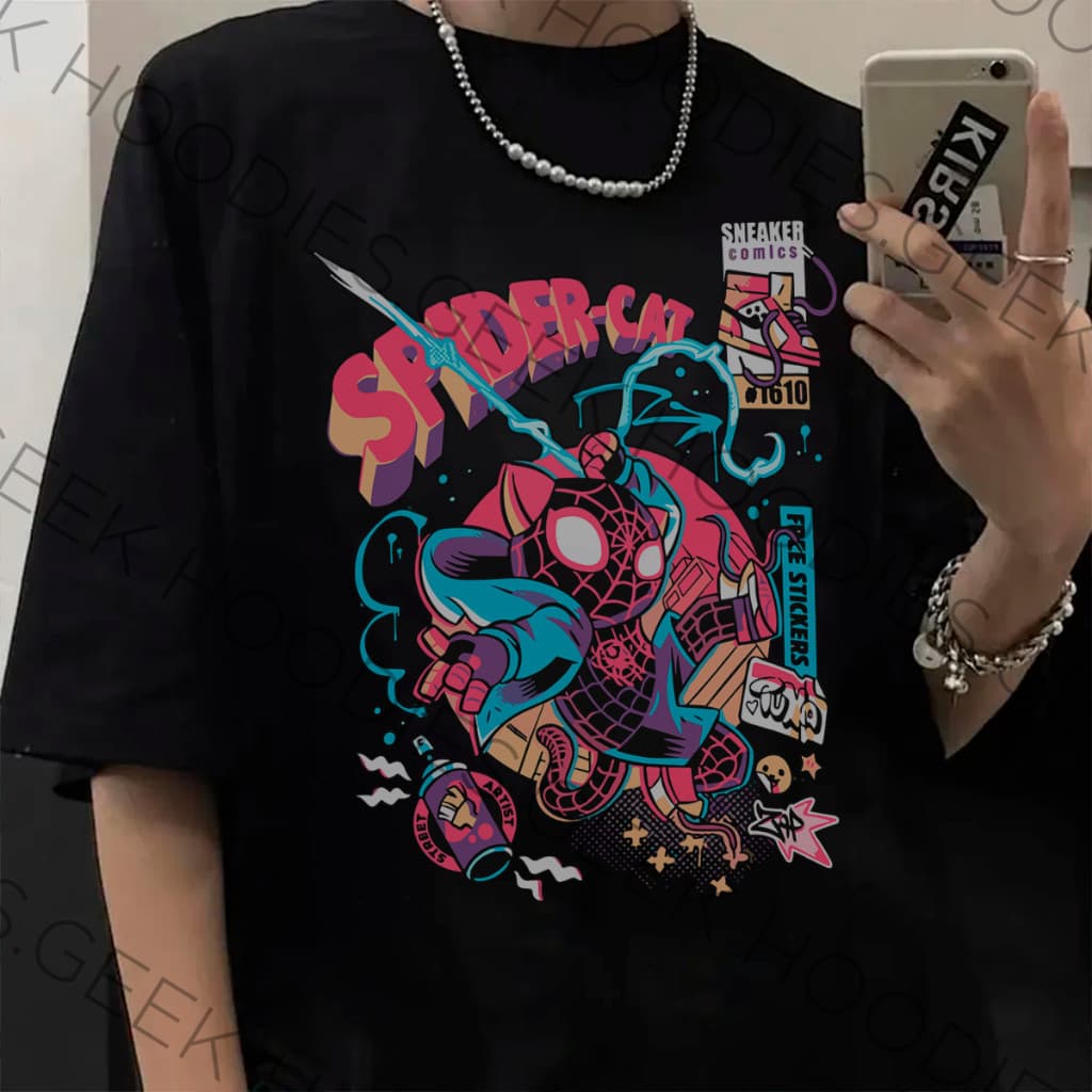Camiseta Spider Filme Eagle Boss Basica Algodao  Cat Multiverso Miranha Comics Cartton Filme Homem Aranha Envio Imediato