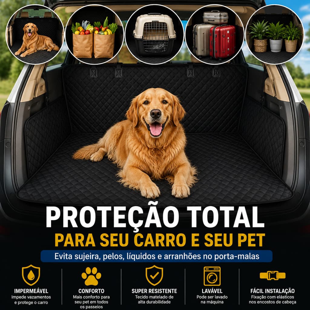 Capa Protetora Porta Malas Pet Impermeável Universal Lavável para Cachorro Grande ComfortPet