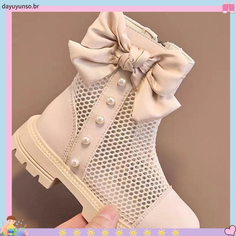 Meninas malha Martin botas curtas 2026 primavera verão novo estilo estilo britânico sola macia pequenos sapatos de couro