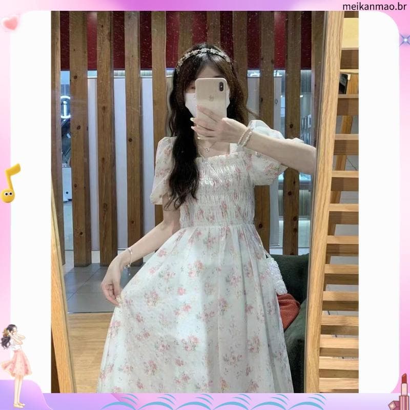 Francês primeiro amor vestido Floral feminino verão 2026 novo estilo High-End sentimento elegante cintura estreita peque