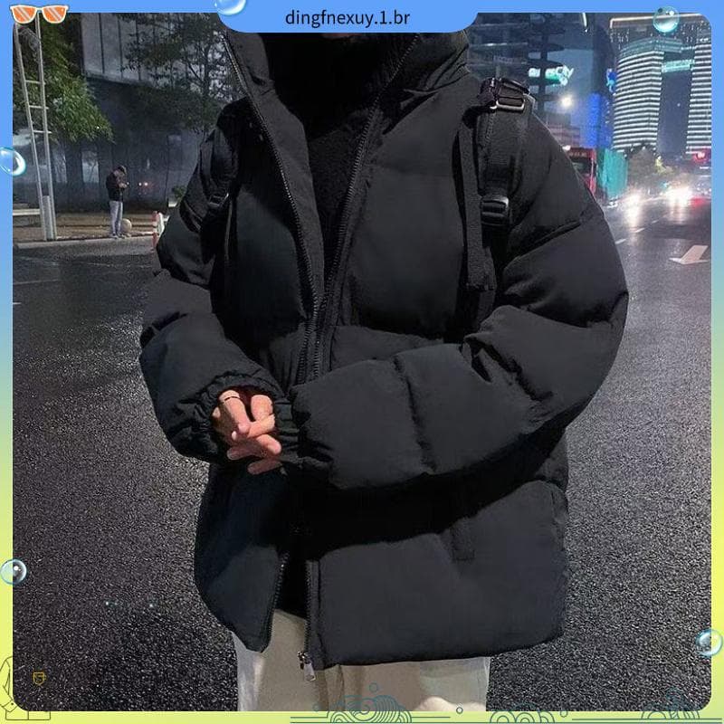 Jaqueta acolchoada masculina jaqueta acolchoada inverno engrossado na moda solta gola alta bonito pão quente acolchoado