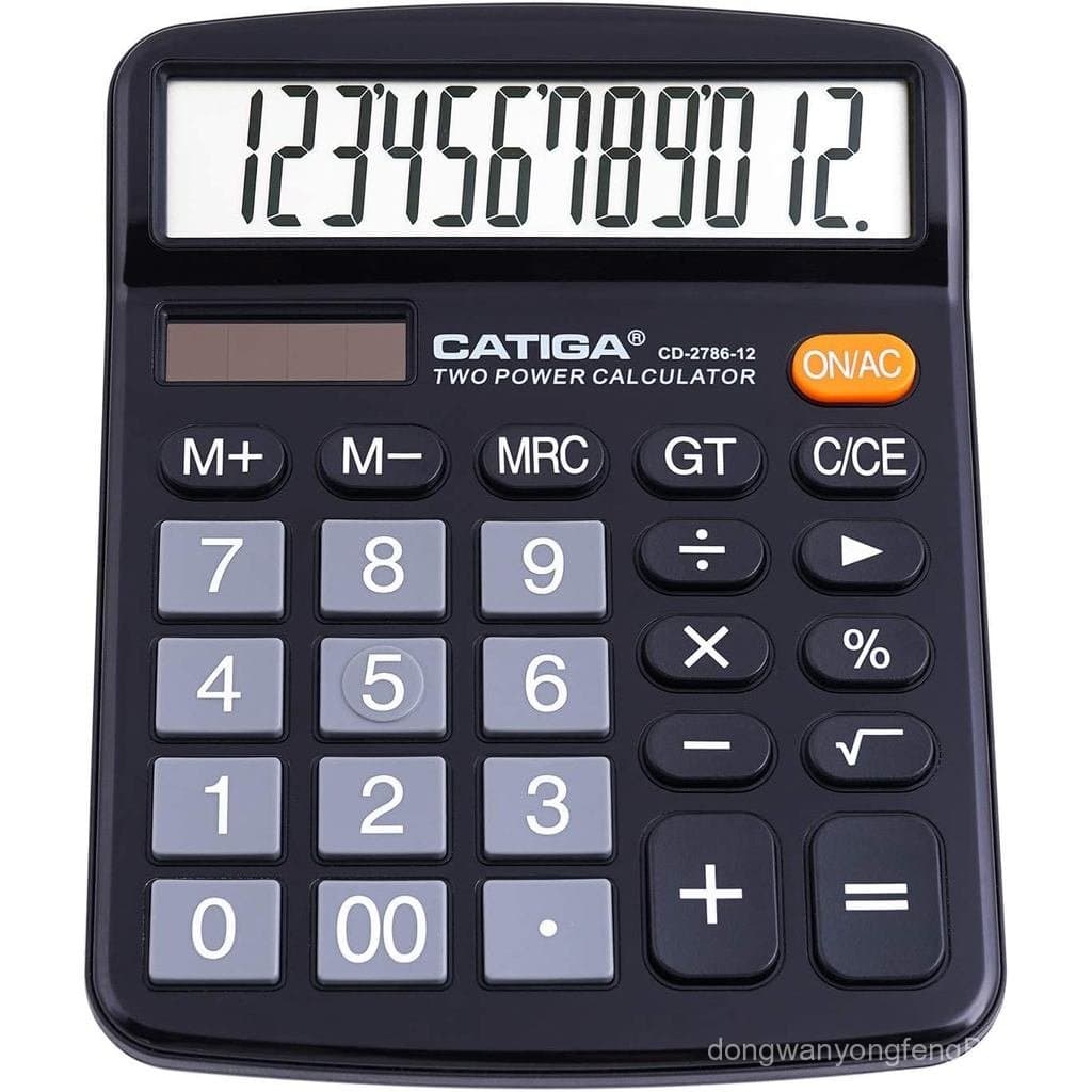 Calculadora de Mesa CATIGA de 12 Dígitos, Calculadoras de Mesa com Grande Display LCD e Botões Grandes, Alimentação Dupl