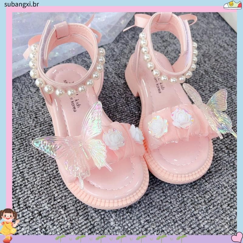 Verão novo estilo linda borboleta princesa meninas sandálias de venda quente Ultra-leve crianças pérola sola macia Anti-