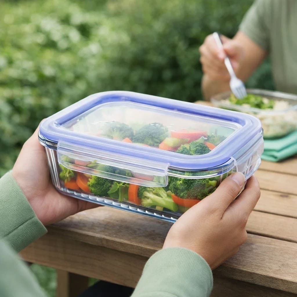 Pote Hermético Retangular 640ml com Tampa Vedação para Mantimentos Lanches e Alimentos
