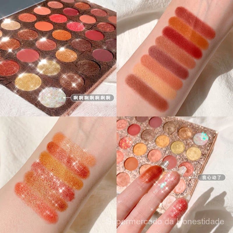 Paleta de sombras DIKALU com 35 cores em tons de terra e brilho perolado, paleta de maquiagem com sombras de baixa dispe