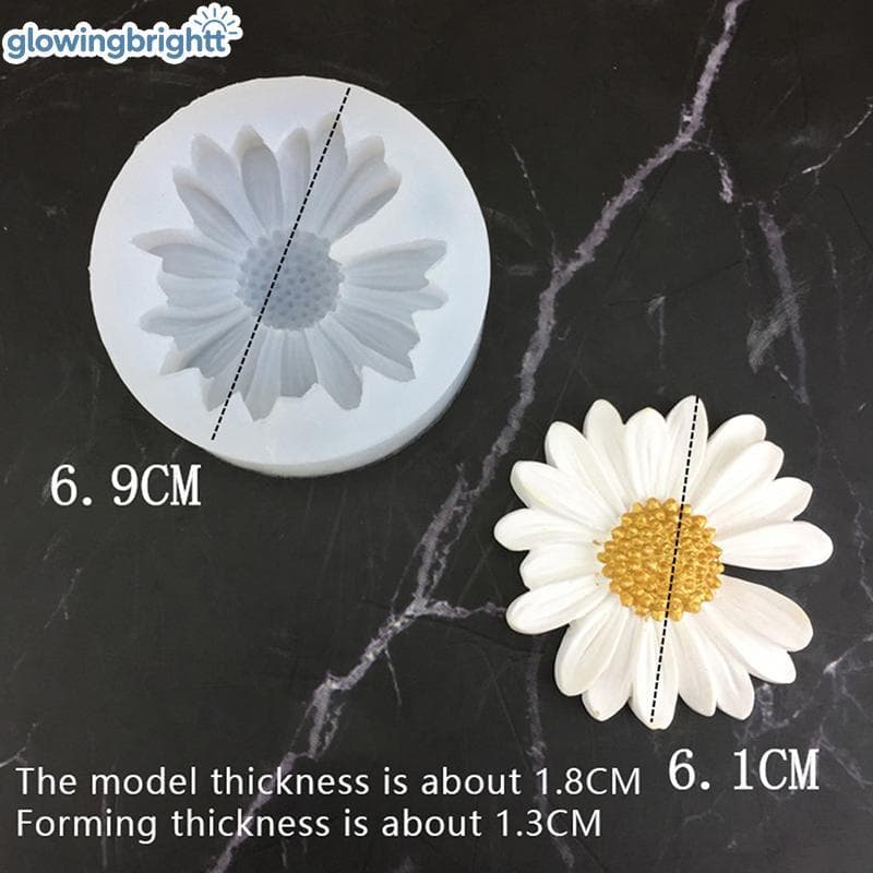 Molde De Silicone De Camomila GLOWI Com Furo Para Doces De Resina De Vela De Sabão De Aromaterapia DIY