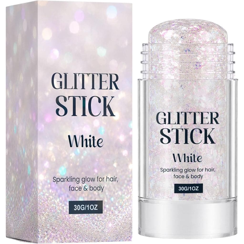 Bastão de Glitter Corporal para Maquiagem de Festival, Gel de Glitter para Rosto e Cabelo para Festa (Prata)