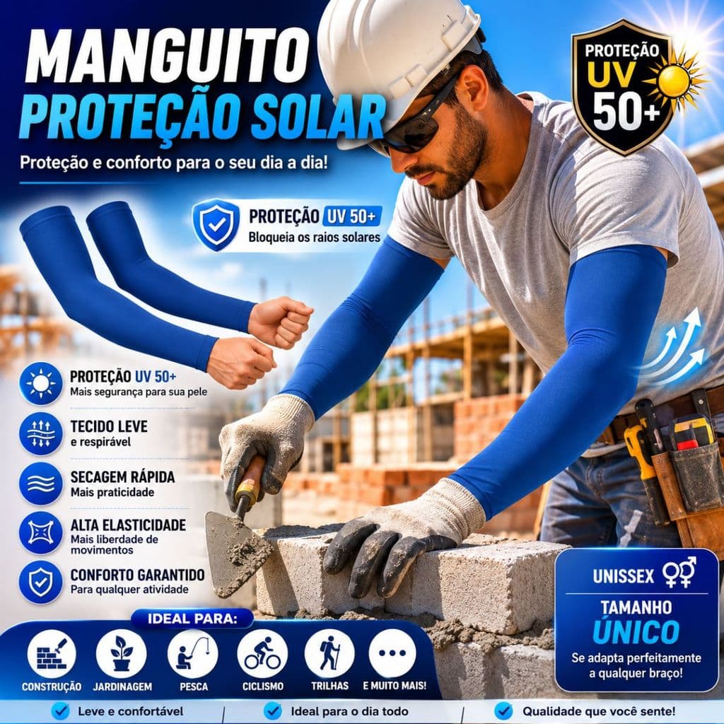 Manguito Proteção Solar  UV50+ – Conforto para Esporte e Atividades ao Ar Livre