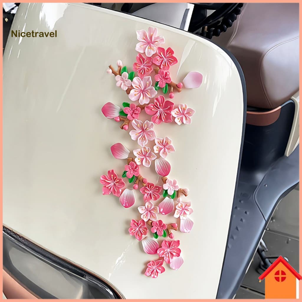Cherry Blossom Car Decal Weatherproof Decals Peach Resin Flower Sticker Waterproof Heat Resistant for Auto Motorcycle Bu