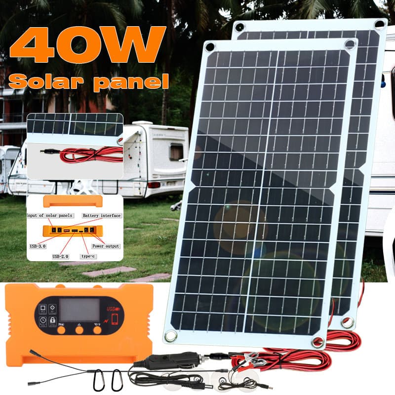 Painel Solar portátil externo de 40 W, fornecimento exclusivo transfronteiriço, com controlador de carregamento rápido,