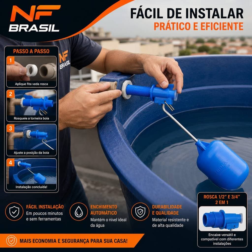 Torneira Boia Caixa D'Água Cipla 1/2" e 3/4" Alta Pressão Original