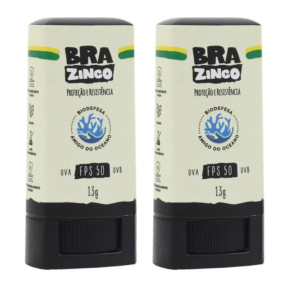 Kit 2 Protetores Solares Facial Brazinco Fps 50 Bastão Incolor