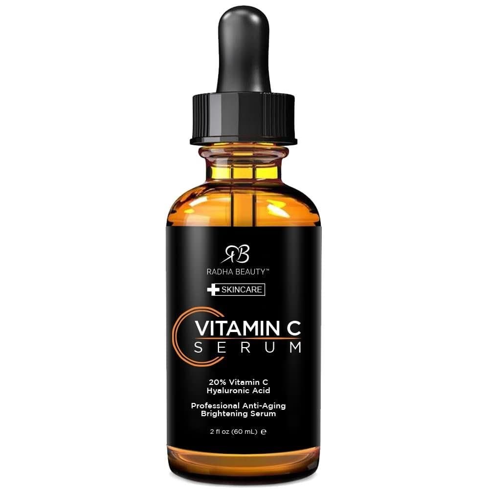 Sérum de Vitamina C Radha Beauty de Alta Qualidade, 2 onças, contém Vitamina C, Vitamina E, Ácido Hialurônico e Aloe Ver