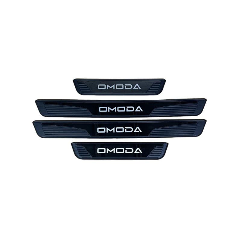 Aço Inoxidável Guarnição de Soleira Proteção de Porta de Carro para Chery Omoda E5 EV, Conjunto de 4 peças