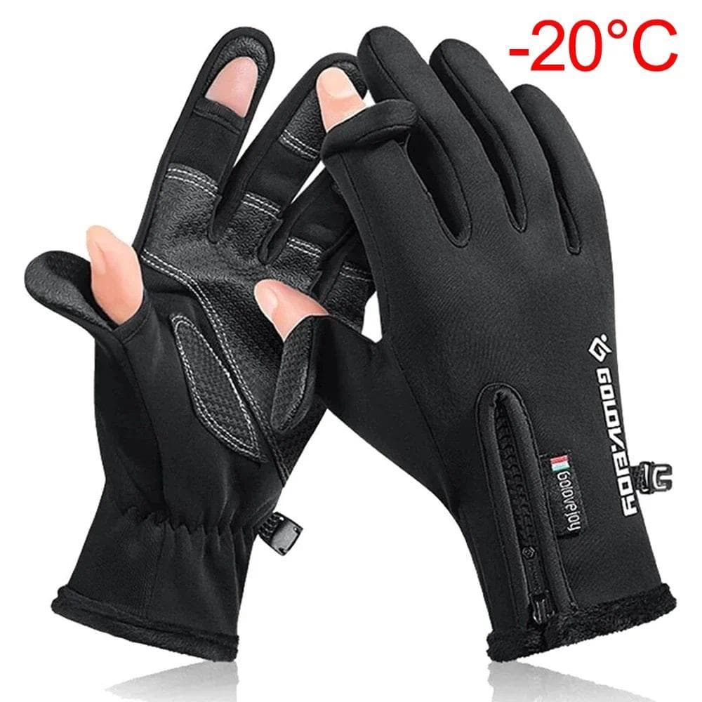 Luvas De Pesca De Inverno 2 Dedos Flip Sem Antiderrapante Impermeável Quente Para Ciclismo Correndo