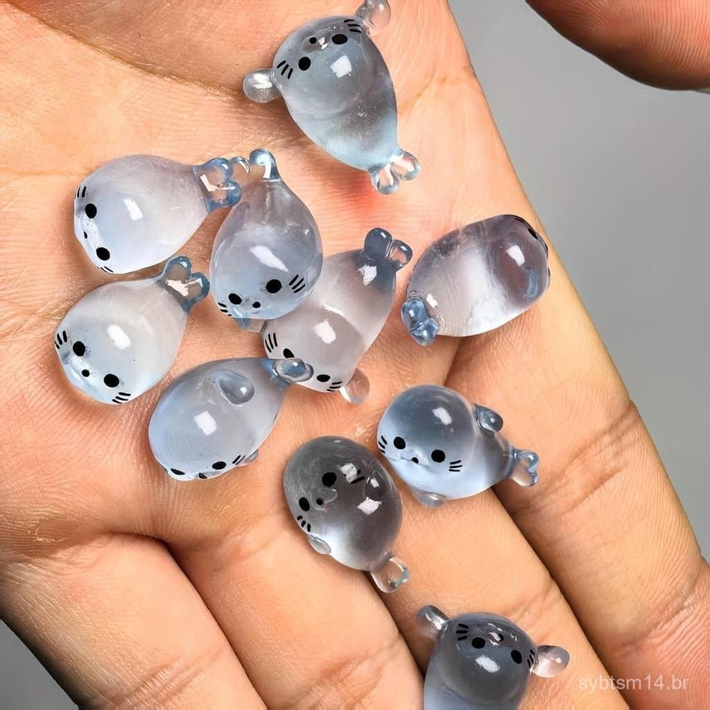 20 Peças de Mini Figuras de Foca que Brilham no Escuro, Adoráveis Animais Marinhos de Resina Luminosa, Filhotes de Foca